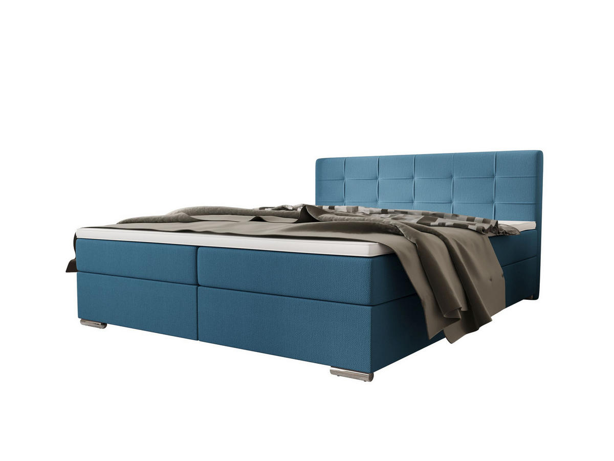 BOXBETT ZILANO 1 mit Matratze H3 und Topper 140x200 Cosmic 5 - Blau, Holz/Textil (140/200cm) - Bedante