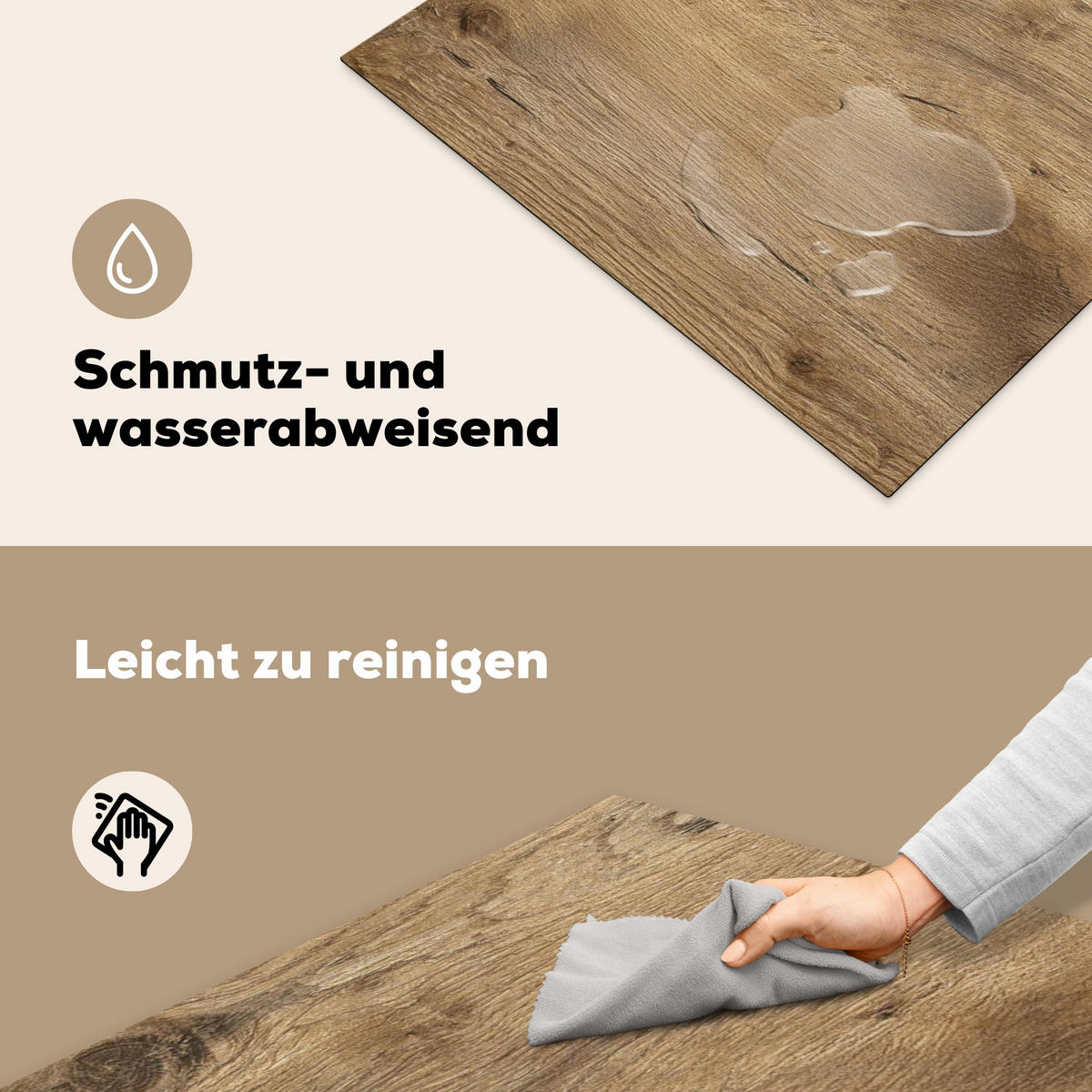 HERDABDECKPLATTE Holz - Braun - Holzoptik Induktionsmatte 77x59 cm - Eichefarben, Kunststoff (77/59/0.2cm) - MuchoWow