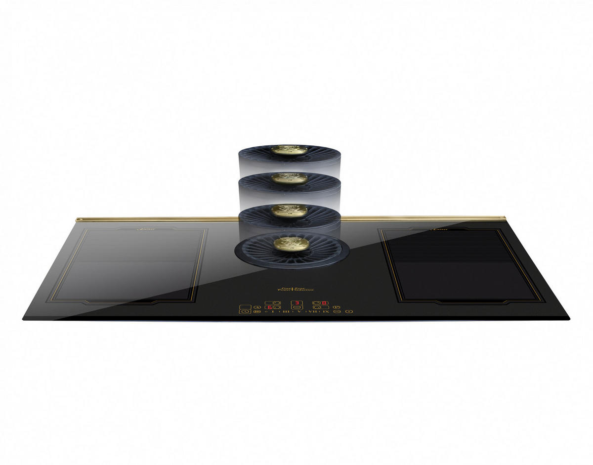 BACKOFEN-SET Elektro Backofen 60 cm EH 6355 Em+KCT 9365 Iem Induktionskochfeld mit integriertem Dunstabzug 1250 m³ - Schwarz, Metall (59.4/59.4/57.5cm) - Kaiser Küchengeräte