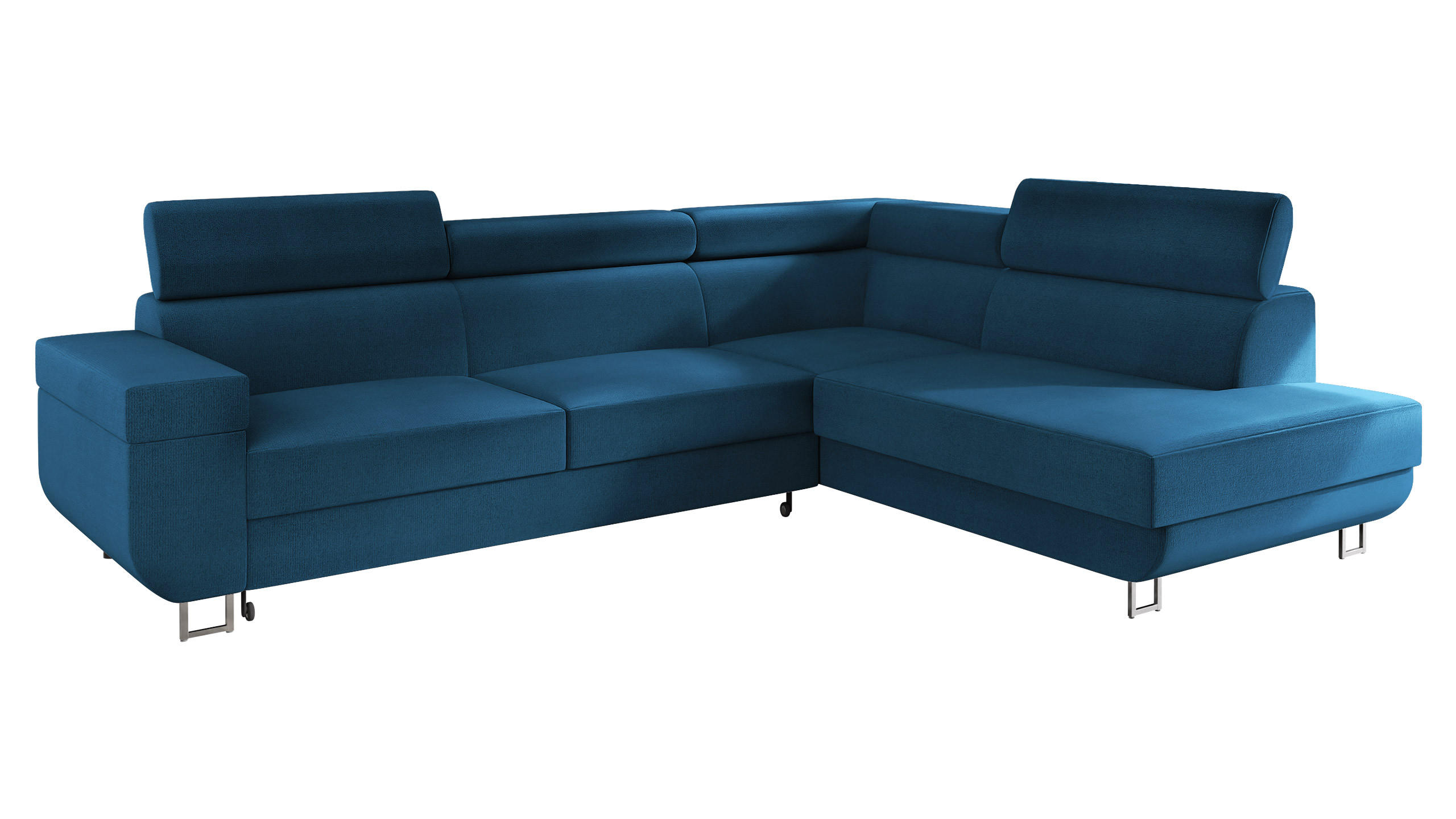 ECKSOFA Fonti, Seite: Rechts - Blau, Holz/Textil (253/188cm) - MIRJAN24