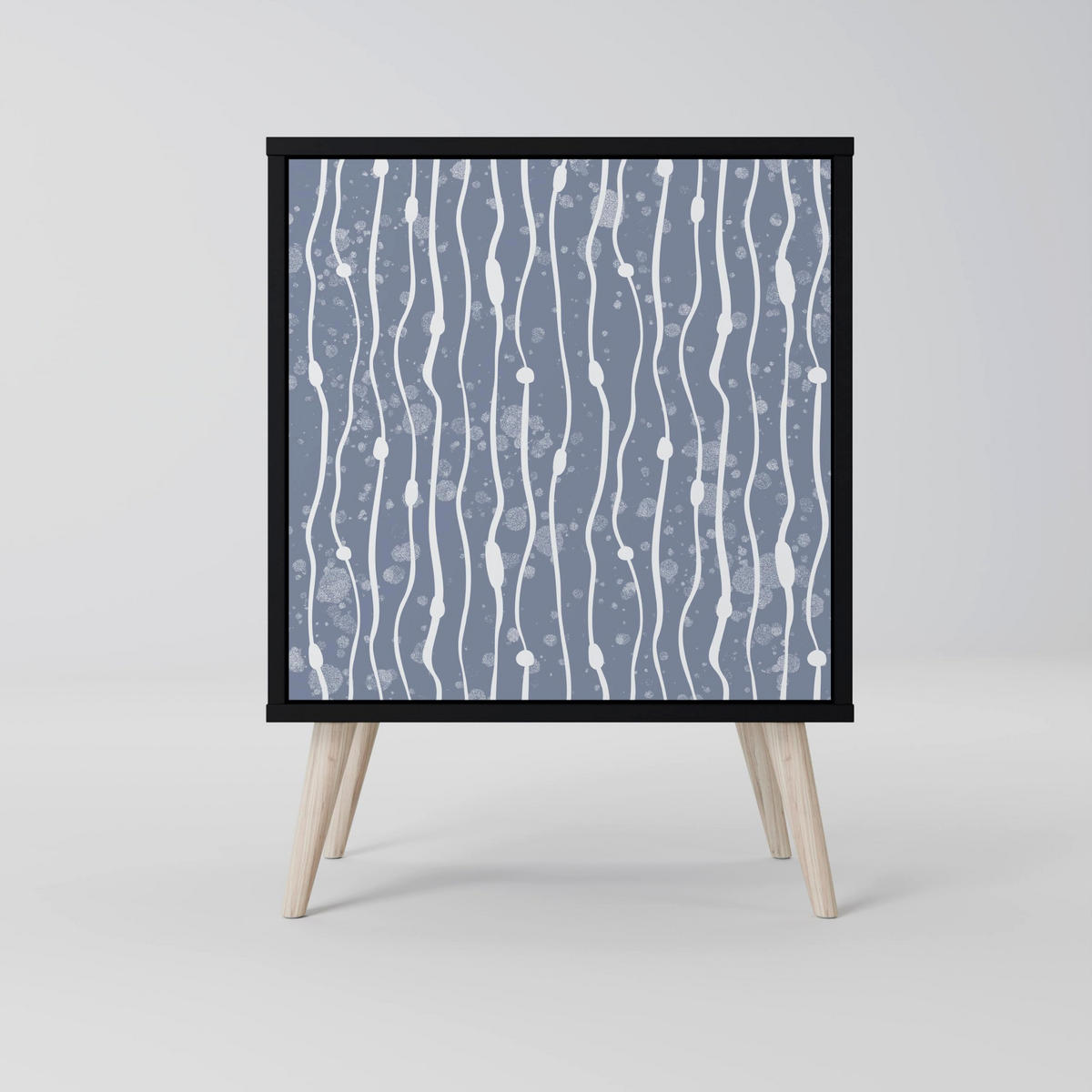 SIDEBOARD GRAPHITE RAIN, Schwarz, 57,5x42x72,5 cm, Schwarze Metallfüße - Multicolor/Schwarz, Holzwerkstoff/Metall (57.5/72.5/42cm) - SpaceRebels
