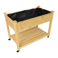 HOCHBEET - Hellbraun, Holz/Textil (105/84/56.5cm) - Relaxdays