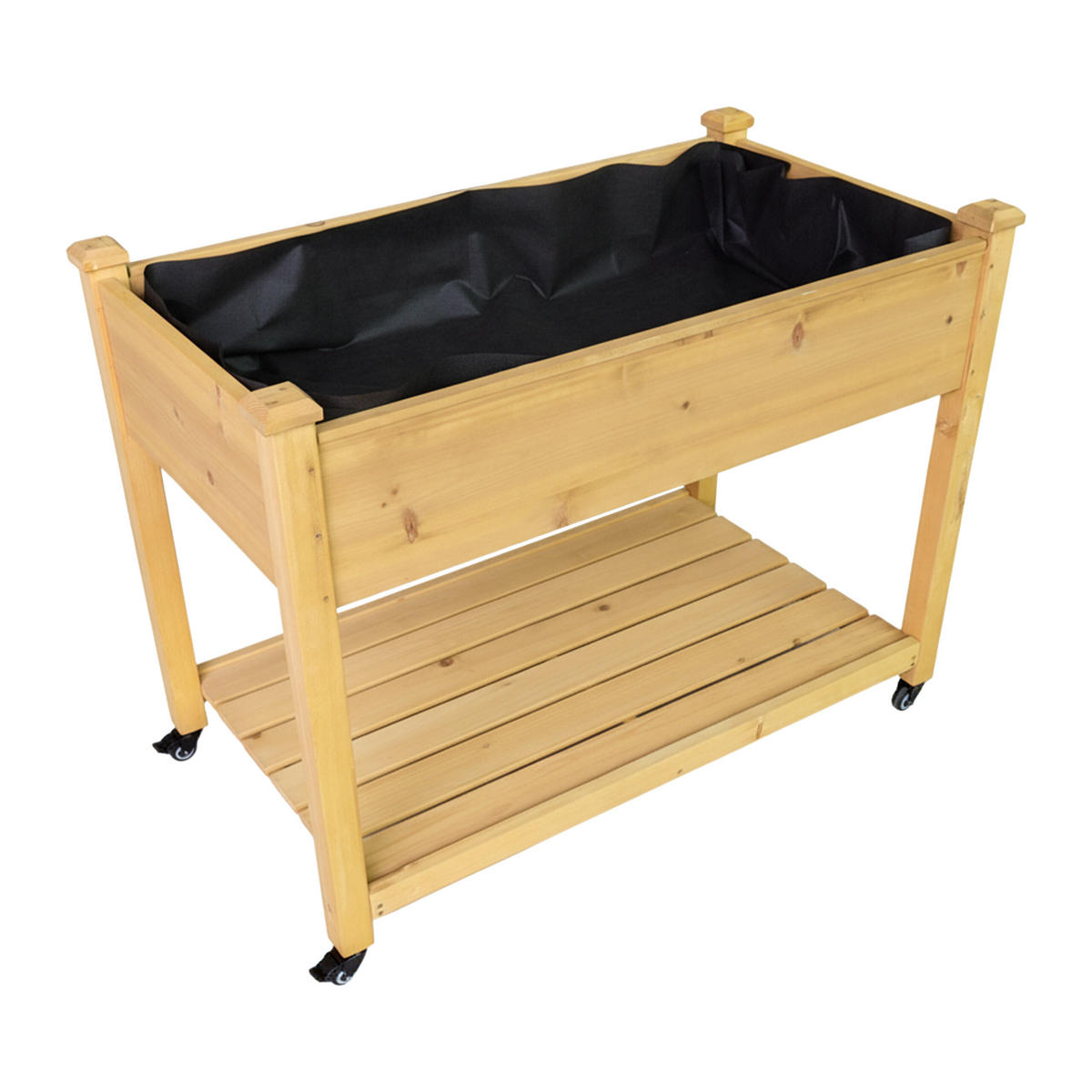 HOCHBEET - Hellbraun, Holz/Textil (105/84/56.5cm) - Relaxdays