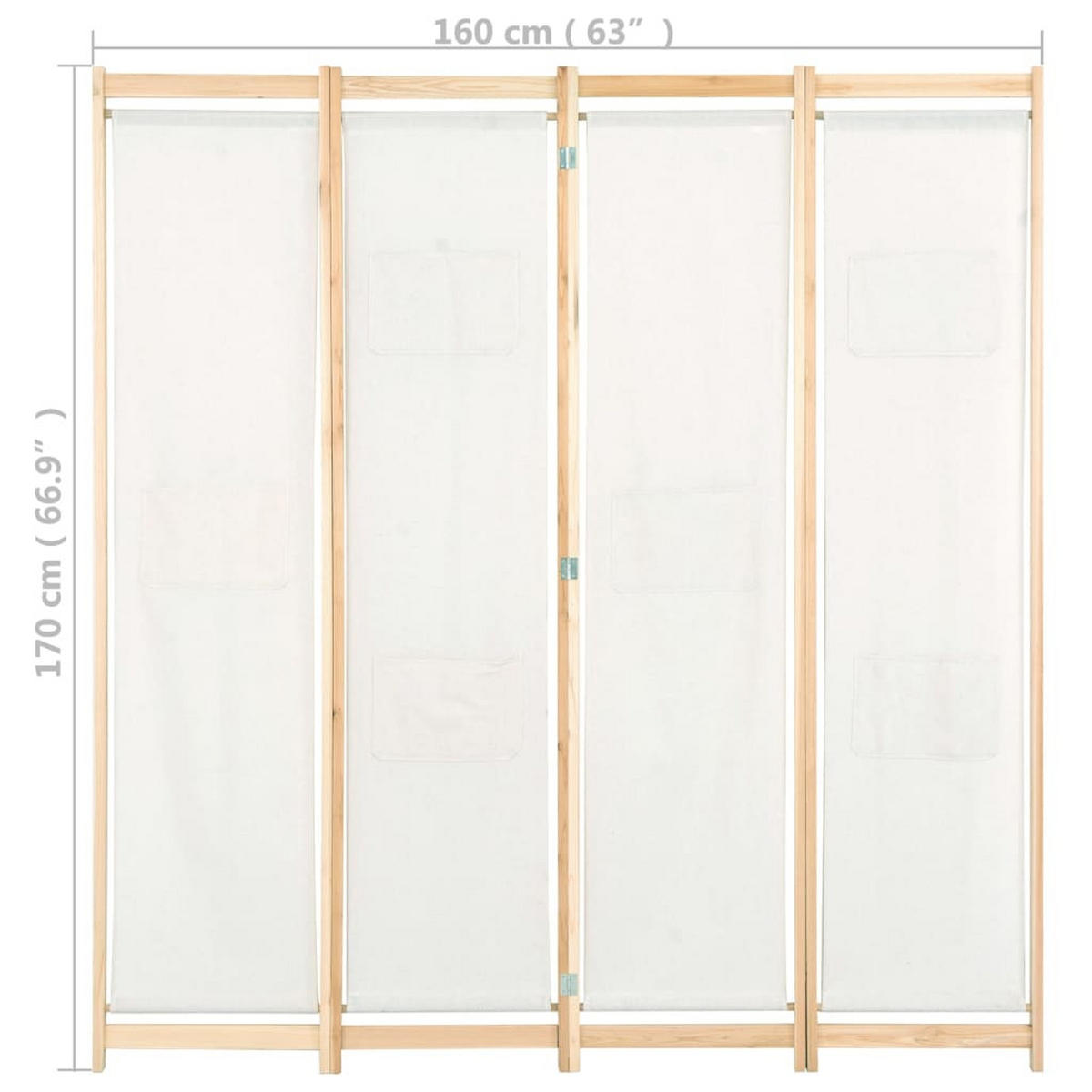 RAUMTEILER 4-Teiliger Cremecreme 160/170/4 Cm Stoff - Creme, Textil (160/170/4cm) - vidaXL