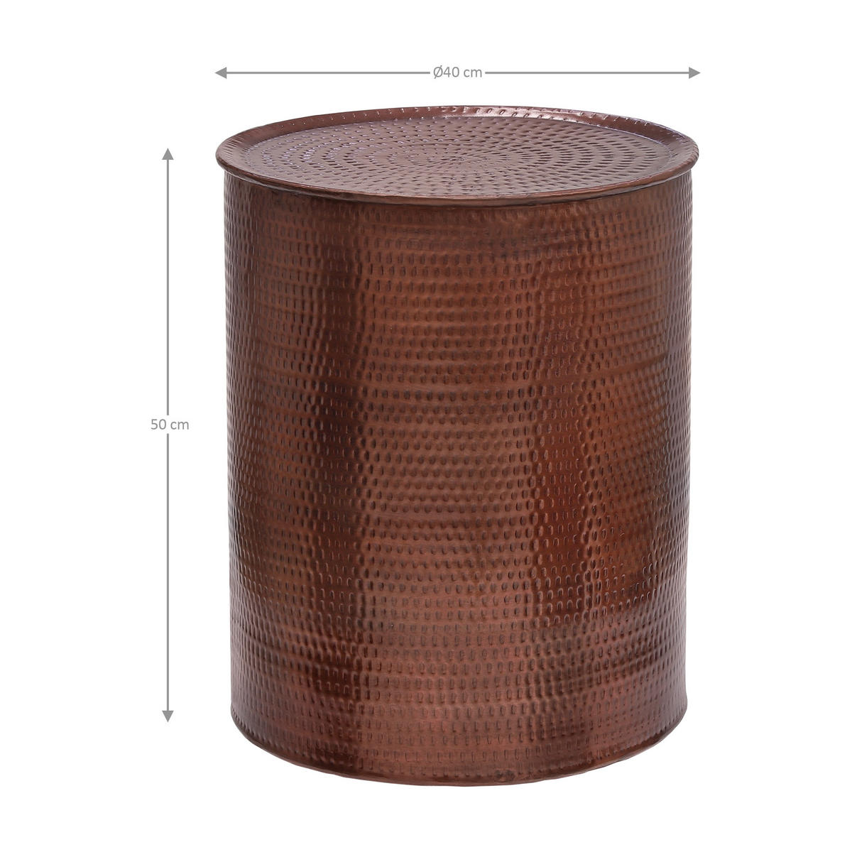 BEISTELLTISCH rund Kupfer Ø 40/50 cm - Braun, Metall (50/40/50cm) - WOMO-DESIGN