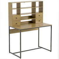 SCHREIBTISCH Spanplatte Metall Naturholz - Schwarz/Naturfarben, Holzwerkstoff/Metall (105/60/142cm) - HOMCOM