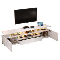 TV-LOWBOARD 180/38/45 cm mit LED-Beleuchtung, 2 Türen, 1 Schublade und Hochglanzfront, Weiß - Weiß, Holzwerkstoff (180/45/38cm) - Redom