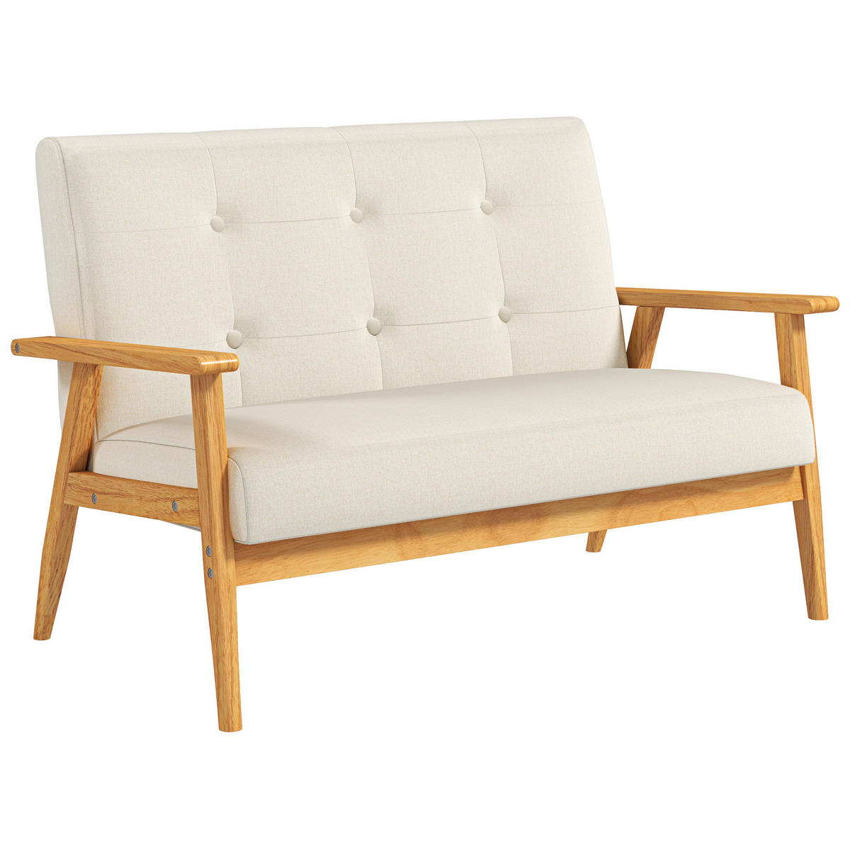 SOFA, 2-Sitzer, 115cm, skandinavisch, gesteppt, beige - Multicolor, Holzwerkstoff (115/73/66.5cm) - FORIOUS