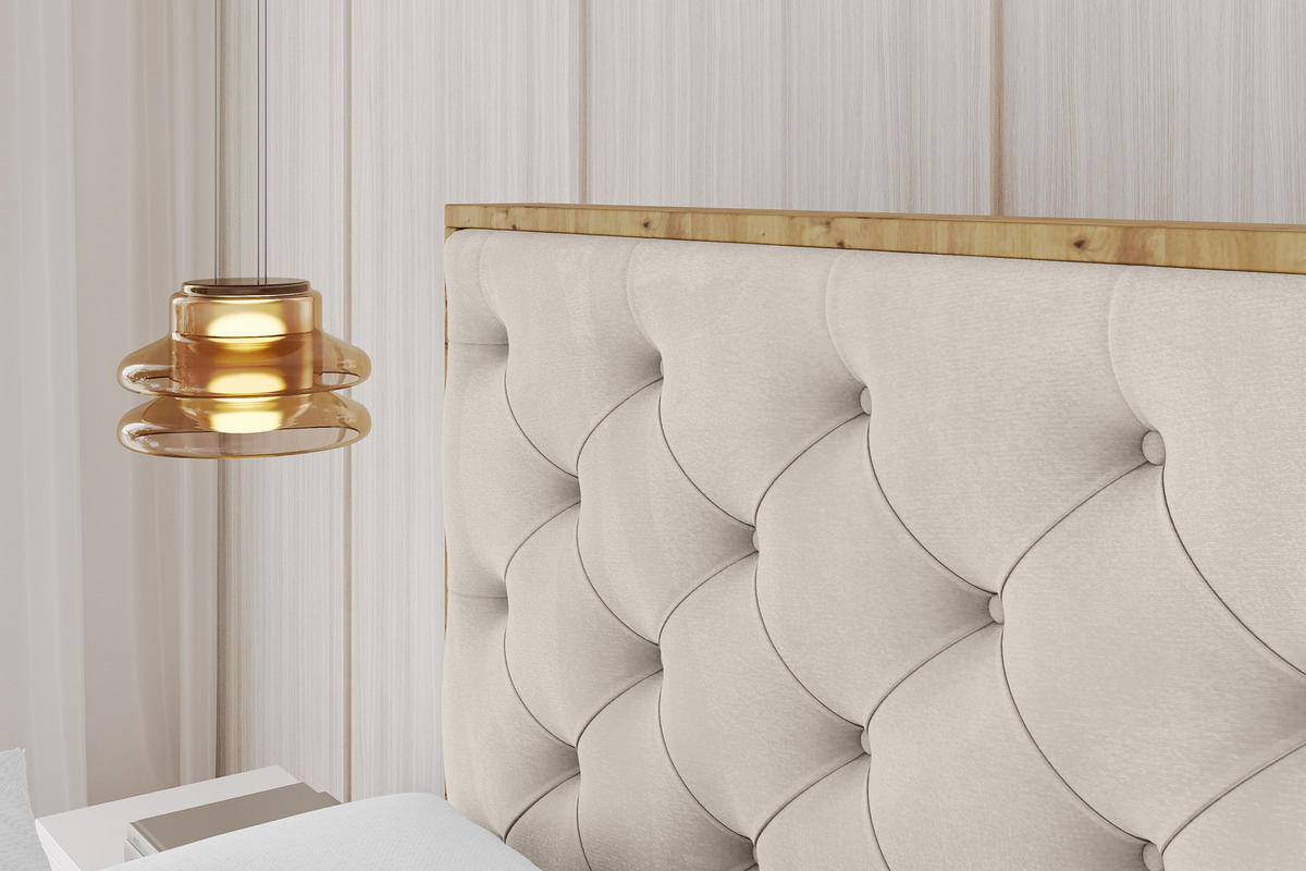 POLSTERBETT mit Bettkasten, Fußteil und Lattenrost, Boxbett ohne Matratze - ENZO3-Z 180x200 Beige - Beige, Holzwerkstoff/Textil (180/200cm) - ALTDECOR