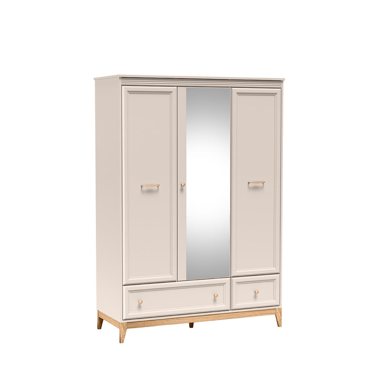 DREHTÜRENSCHRANK CUNEO 135,5/193/54,6 cm 3-türig mit Spiegel Kaschmir - Kaschmir, Holzwerkstoff (135.5/193/54.6cm) - MASSENO