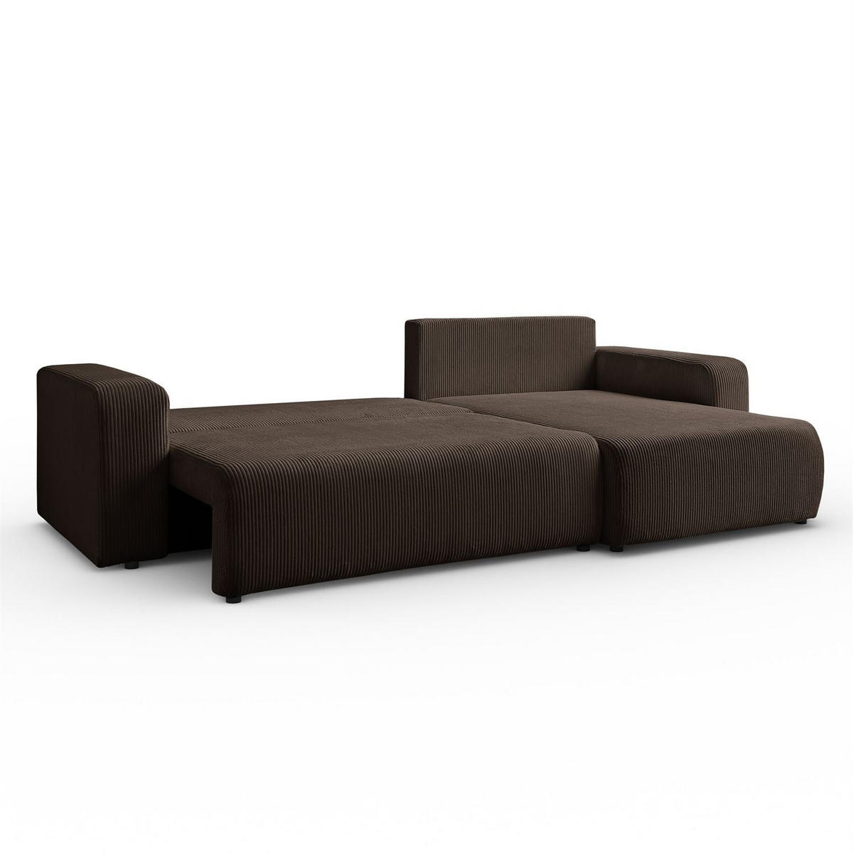 ECKSOFA Gepolstertes PRESTIGE XL mit Schlaffunktion und Bettkasten, Poso 06 - Braun, Textil (277/143cm) - Lookway
