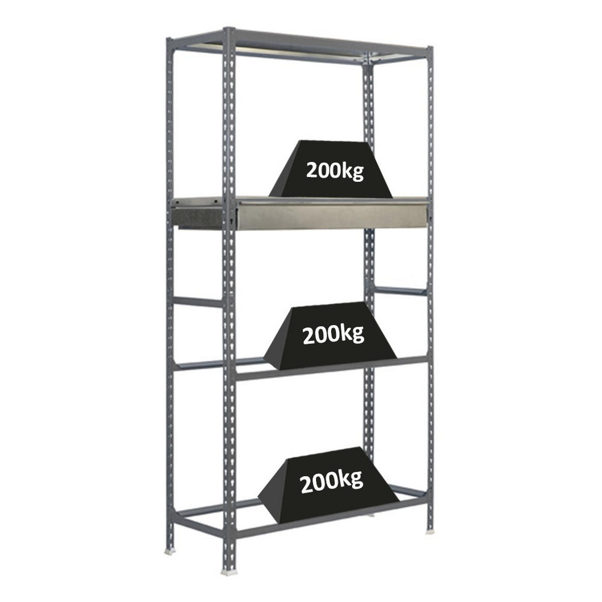 REIFENREGAL mit Schubfach und Ablagefläche Metal Shark NO.3 HxBxT 200 x 100 x 40 cm 12 Reifen Grau - Grau, Metall (100/200/40cm) - PROREGAL