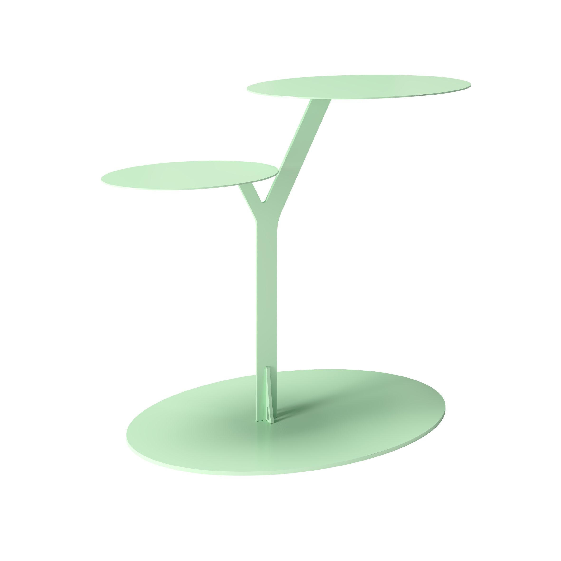 BEISTELLTISCH IROKO mit 2 Ablagen, Metall, Pastellgrün - Pastellgrün, Metall (54/32/44.5cm) - Kayani