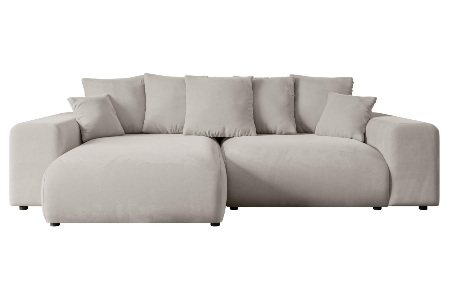 ECKSOFA mit Schlaffunktion und Bettkasten ESKAR-L 256x165x84cm Hellbraun Velours - Hellbraun/Schwarz, Holzwerkstoff/Kunststoff (165/256cm) - ALTDECOR