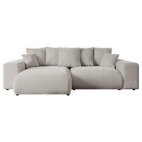 ECKSOFA mit Schlaffunktion und Bettkasten ESKAR-L 256x165x84cm Hellbraun Velours - Hellbraun/Schwarz, Holzwerkstoff/Kunststoff (165/256cm) - ALTDECOR