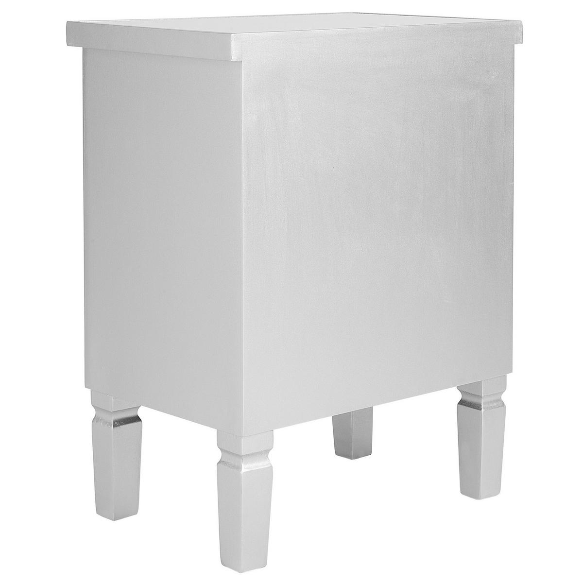 NACHTTISCH Spiegeleffekt 2 Schubladen Tigy - Silberfarben, Glas (49/63/32cm) - Beliani