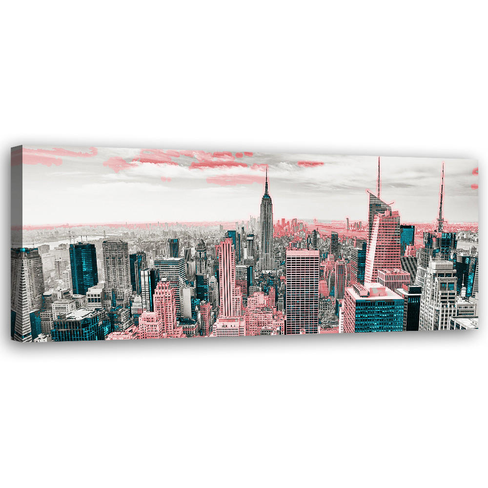 WANDBILD new yorker wolkenkratzer - Grau, Textil (90/30cm) - Feeby