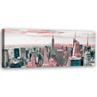 WANDBILD new yorker wolkenkratzer - Grau, Textil (90/30cm) - Feeby