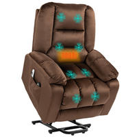 RELAXSESSEL, Brauner Samt, Liege- & Massagefunktion, Heizung, Entspannungssessel - Multicolor, Holzwerkstoff (85/107/94cm) - FORIOUS