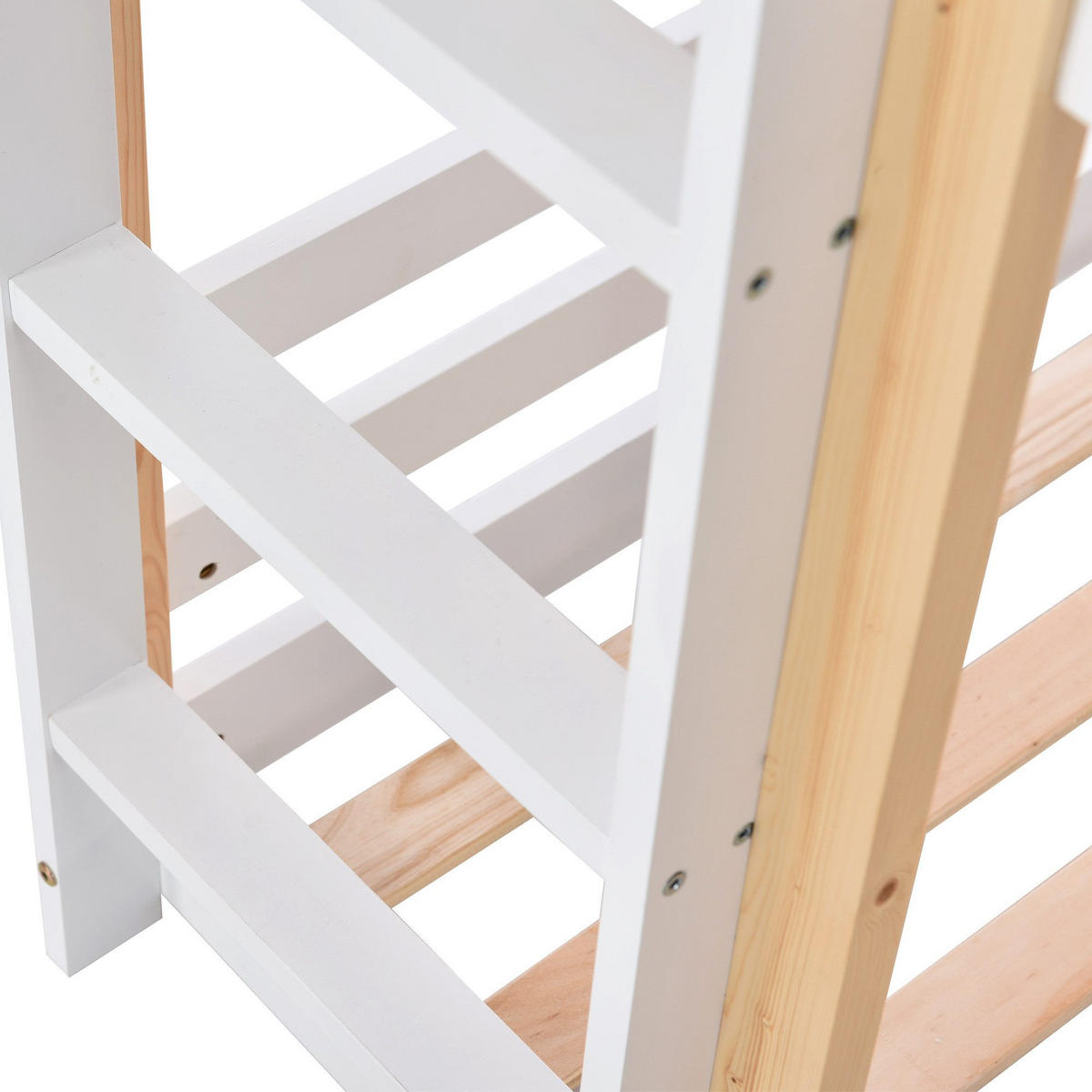 HOCHBETT 90 x 200cm Baumhausbett & Rausfallschutz/Leiter - Weiß, Holzwerkstoff (90/200cm)