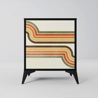 SIDEBOARD EXCEPTIONAL STREAM, Schwarz, 57,5x42x70,5 cm, Schwarze Metall-Sternfüße - Multicolor/Schwarz, Holzwerkstoff/Metall (57.5/70.5/42cm) - SpaceRebels