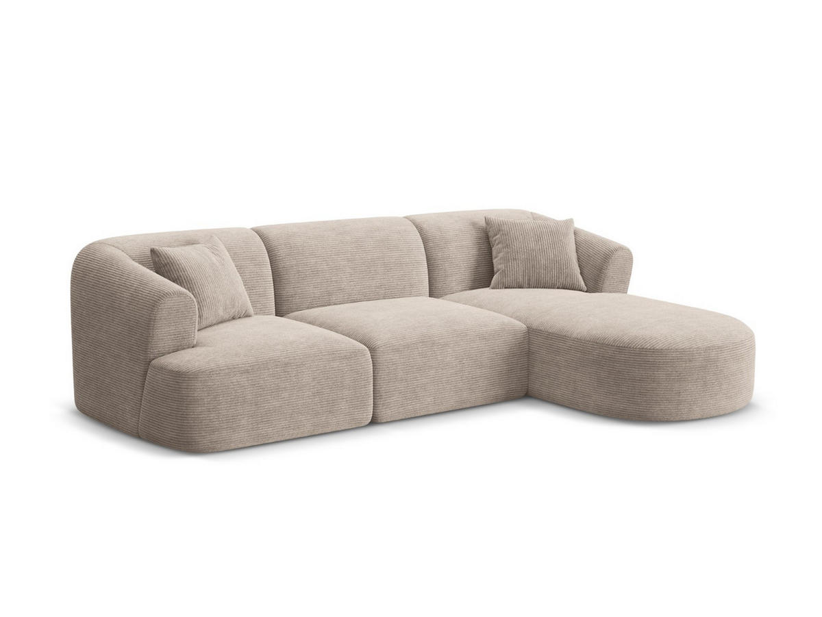 MODULARES-ECKSOFA rechts Campi aus Cord cappuccino 4 Sitzplätze - Cappuccino, Textil (156/256cm) - Cosmopolitan Design