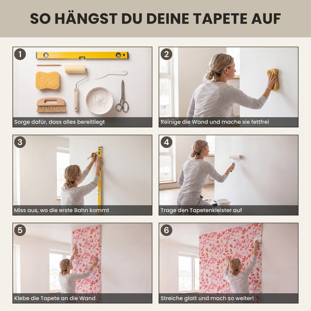 TAPETE - Botanisch - Blumen - Rot - 100x300 cm - Koralle, Papier (100/300cm) - OnlyWow