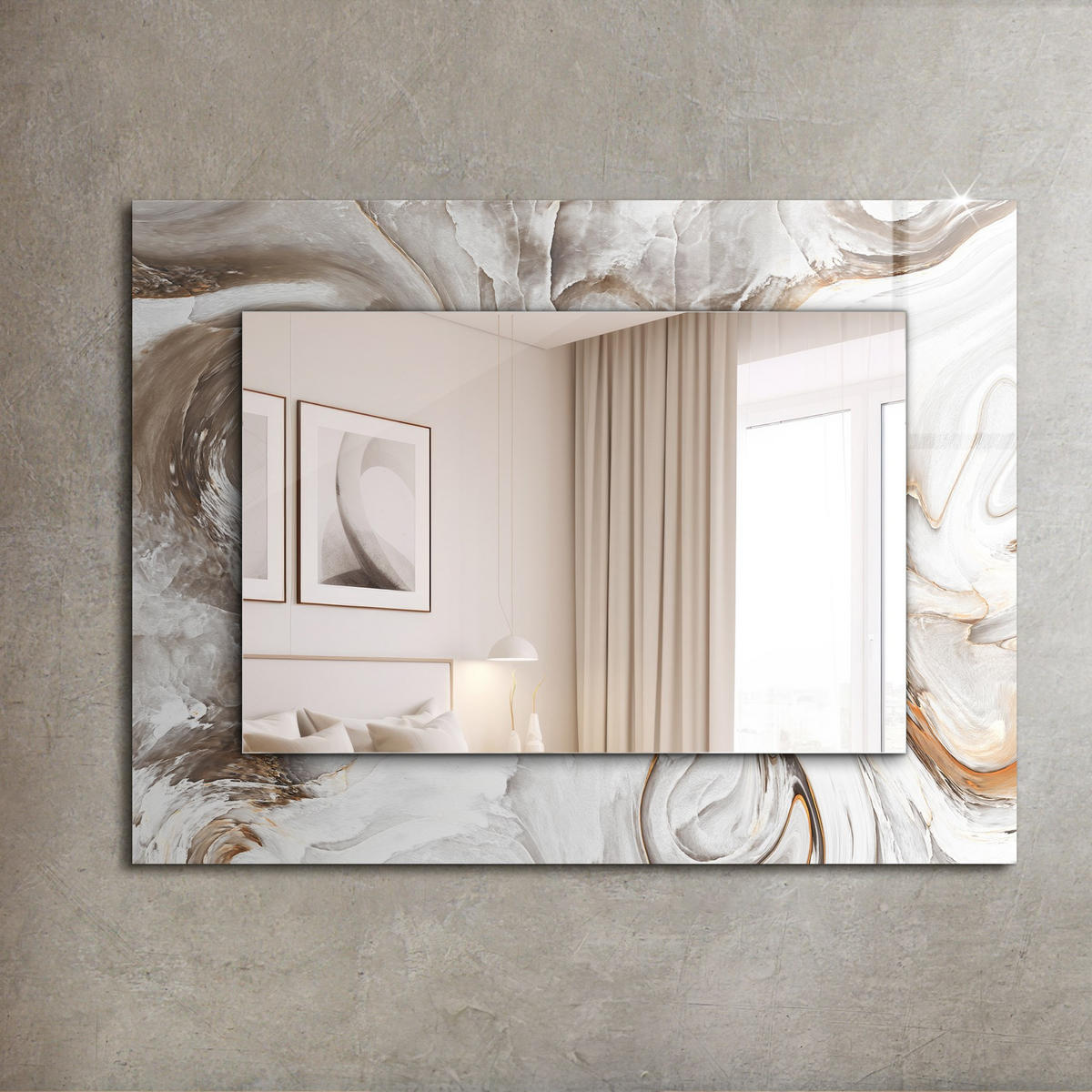 SPIEGEL 80 x 60 cm Rechteckig mit Aufdruck - Grau, Glas (80/60/0.4cm) - TULUP