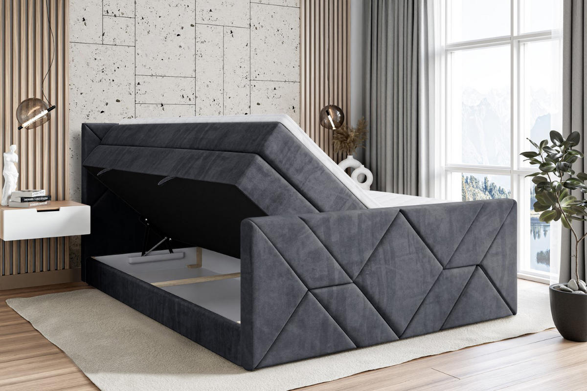 BOXSPRINGBETT BARWA-Z KING - 200x200 - H3/H4 - Dunkelgrau - Dunkelgrau, Holzwerkstoff (200/200cm) - ALTDECOR