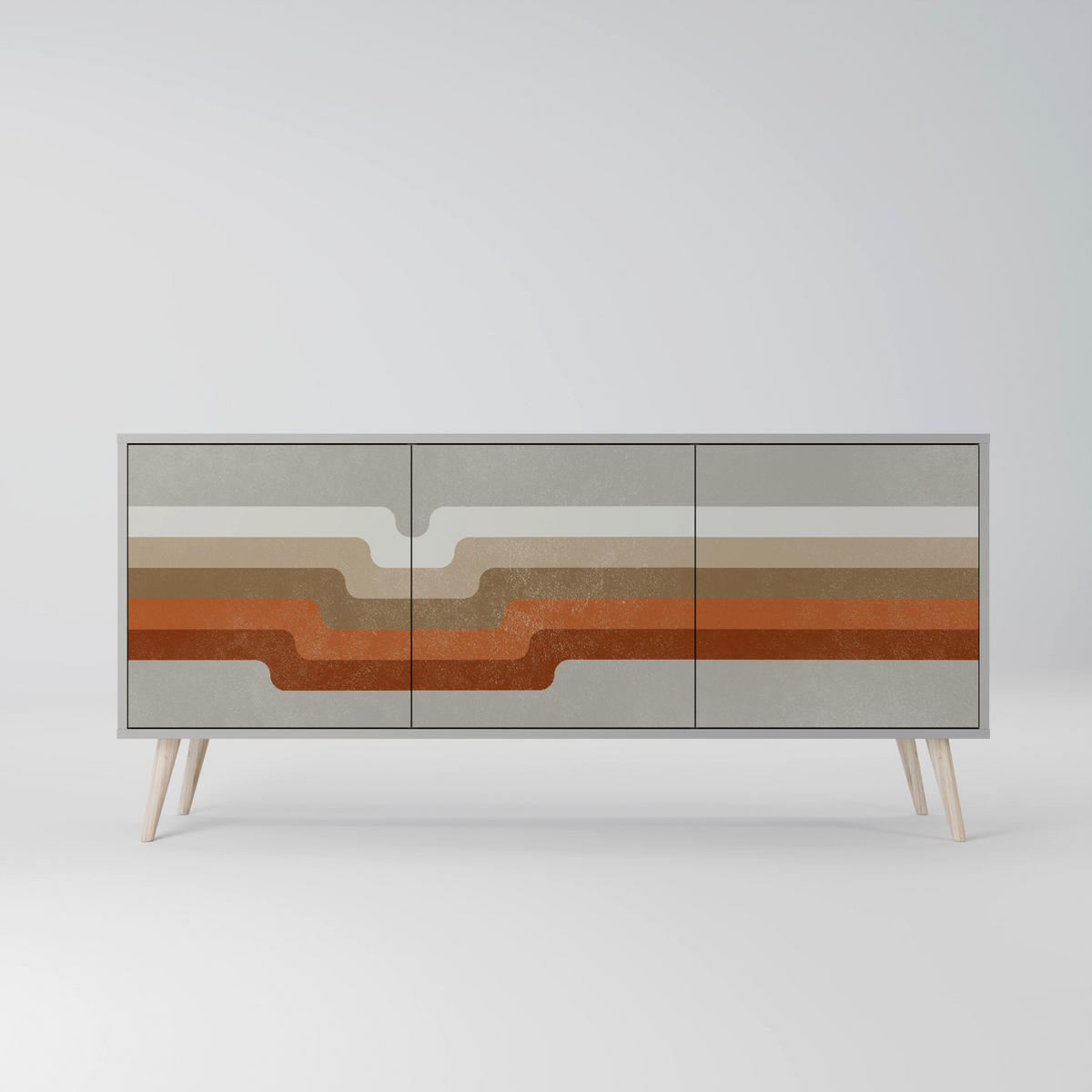 SIDEBOARD PECULIAR TRAIL, Eicheneffekt, 164,5x42x77,5 cm, 3 Türen - Eichefarben/Buchefarben, Holzwerkstoff/Buchenholz (164.5/77.5/42cm) - SpaceRebels