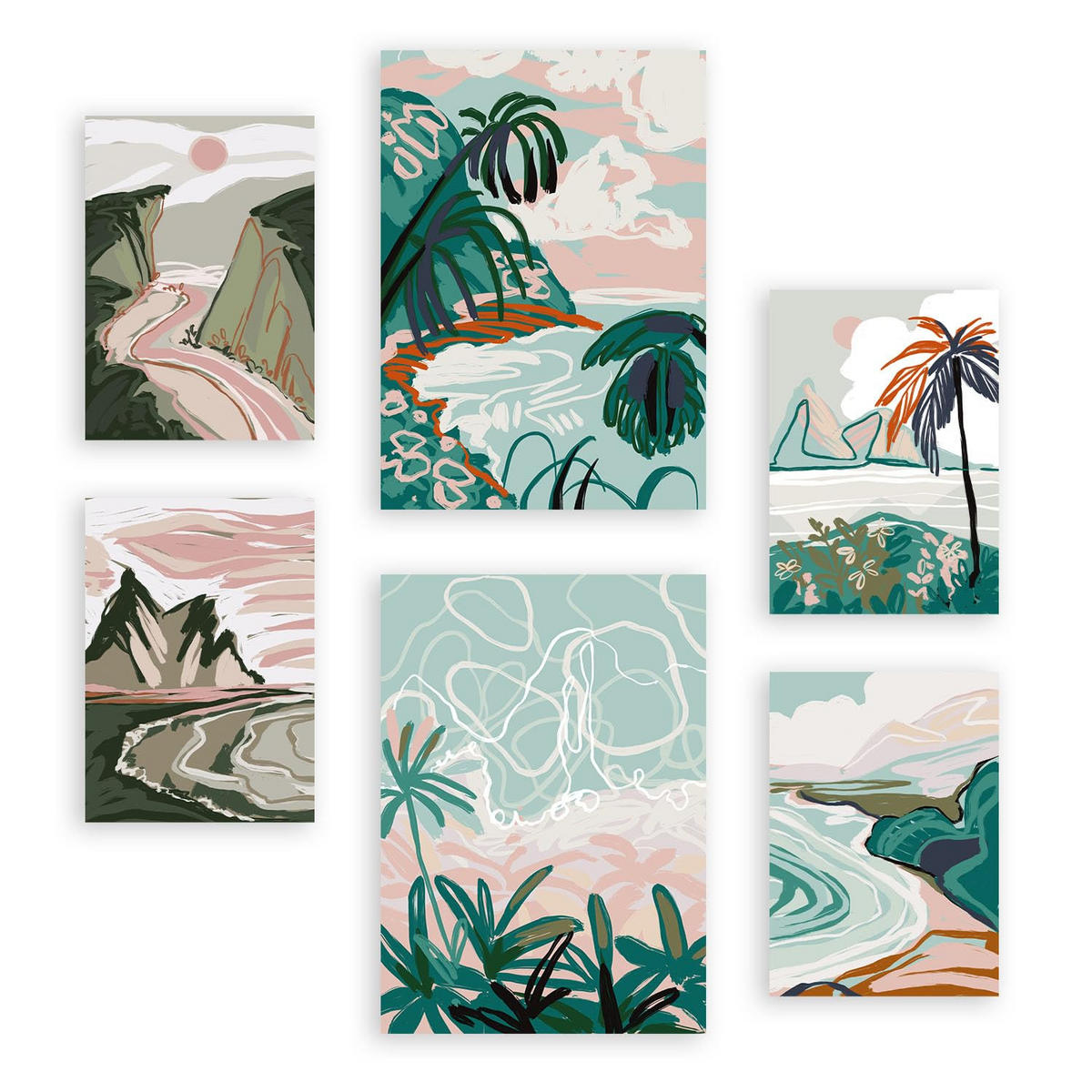 POSTER Set Mit 6 Seashores Frames 1 In Kulissen Abstracts Ästhetische Dekorative Gemälde Für Ihr Wohnzimmer, Schlafzimmer, Zuhause A3 & A4 Rahmenlos - Klar, Papier (29/3cm) - Nacnic