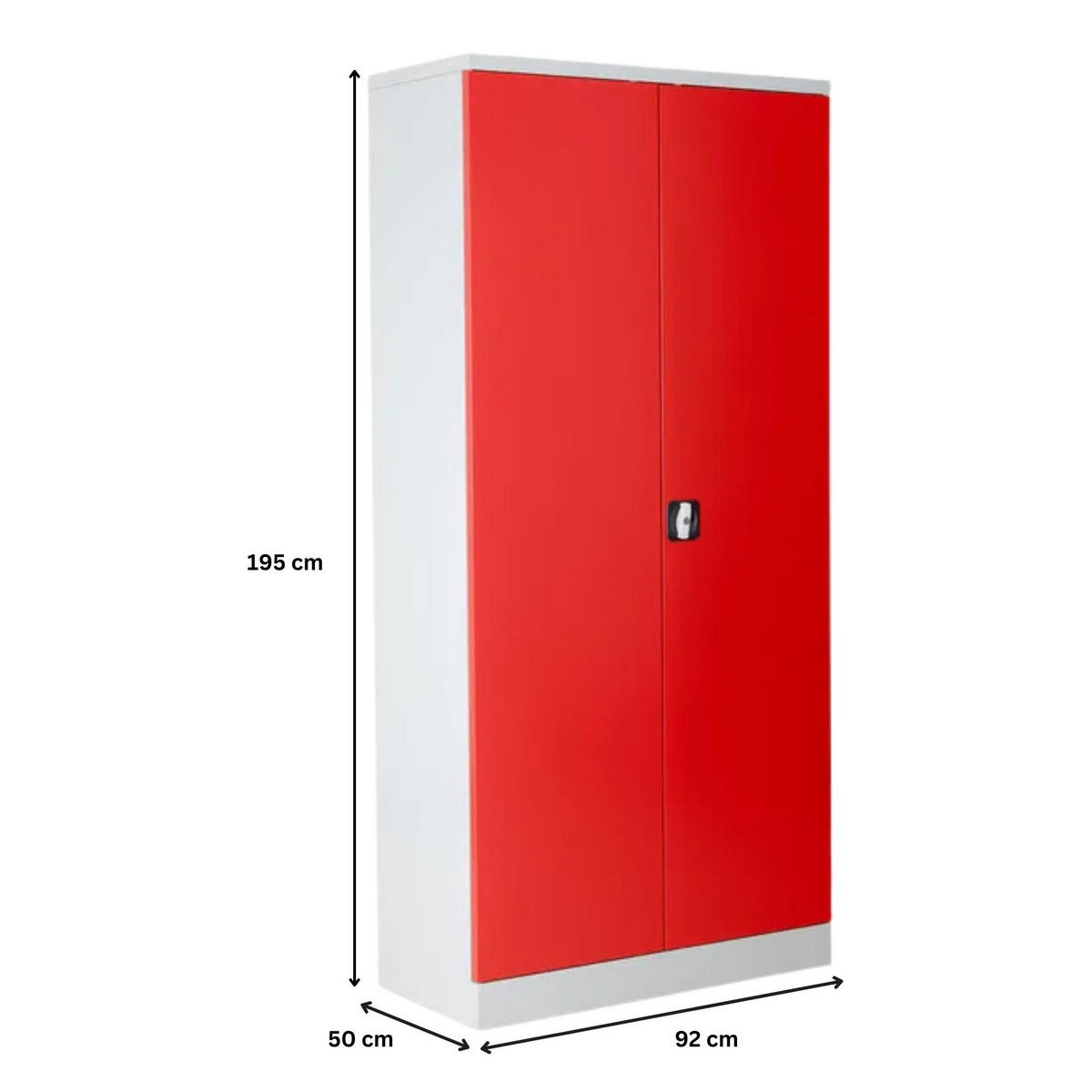 STAHLSCHRANK Bee mit 9 verzinkten Fachböden 195x92x50 cm Korpusfarbe Lichtgrau Frontfarbe Feuerrot - Rot, Metall (92/195/50cm)