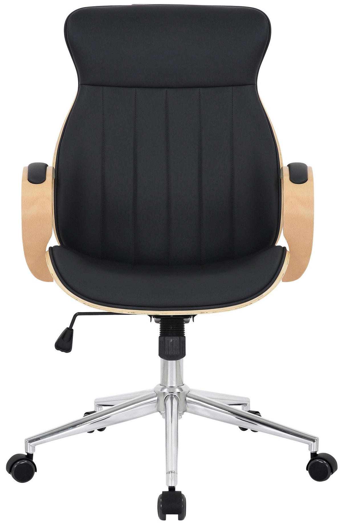DREHSTUHL Lederlook Natura/Schwarz - Chromfarben/Eukalyptusholzfarben, Textil/Metall (63/100/68cm) - CLP