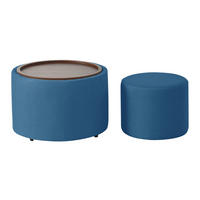 COUCHTISCH 58 cm Beige aus Leinen mit Stauraum - Blau, Textil (58/58/38cm) - OKMYHOME