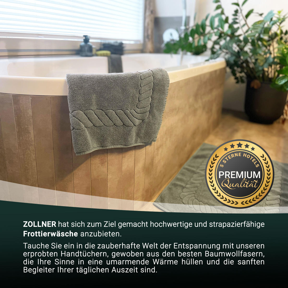 BADEMATTE, 2er-Set, 50x70 cm, 100% Baumwolle, Braun - Taupe, Textil (50/70cm) - Zollner