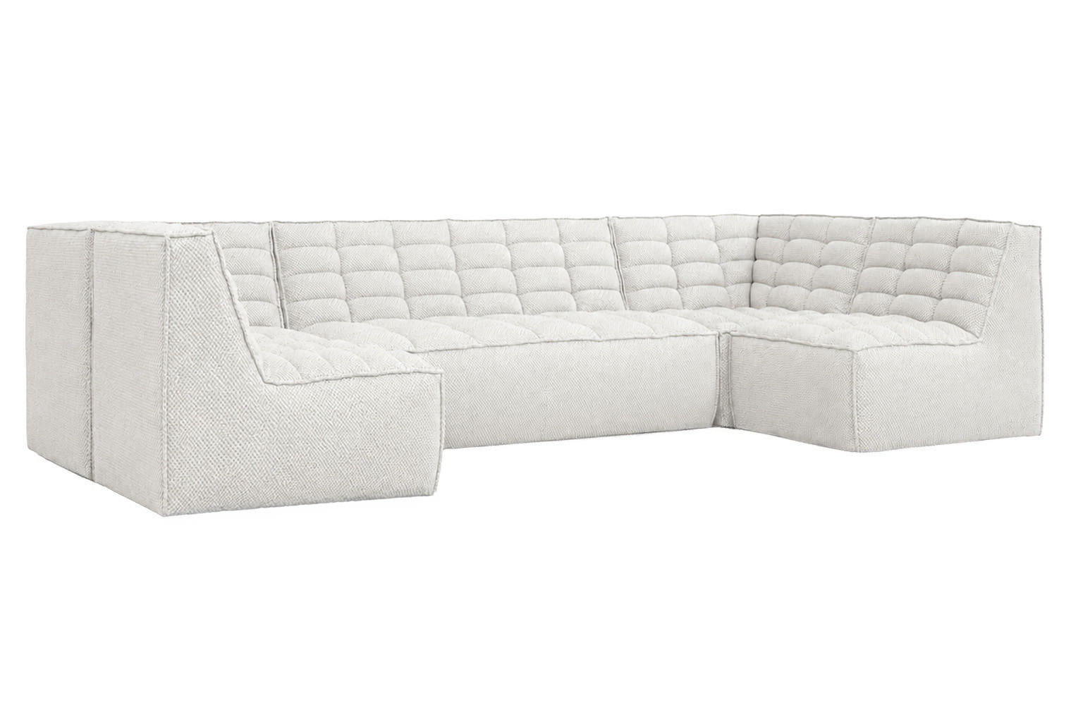 ROHOVÁ SEDAČKA modulární ve tvaru U, plyšová tkanina Pop, Ice, LAZY U - bílá, dřevo (346/76/173cm) - Kaiser Möbel