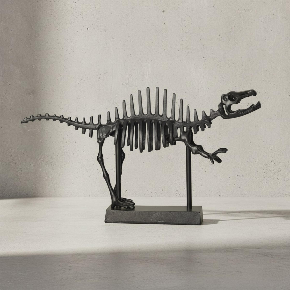 DEKOFIGUR T-Rex Aluminium Schwarz 62 cm mit Sockel - Schwarz, Metall (62/33/12cm) - KADIMA DESIGN