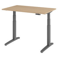SCHREIBTISCH elektrisch XBHM 80/120/74 cm in Eichefarben/Graphitfarben - Eichefarben/Graphitfarben, Holzwerkstoff (80/120/74cm) - bümö