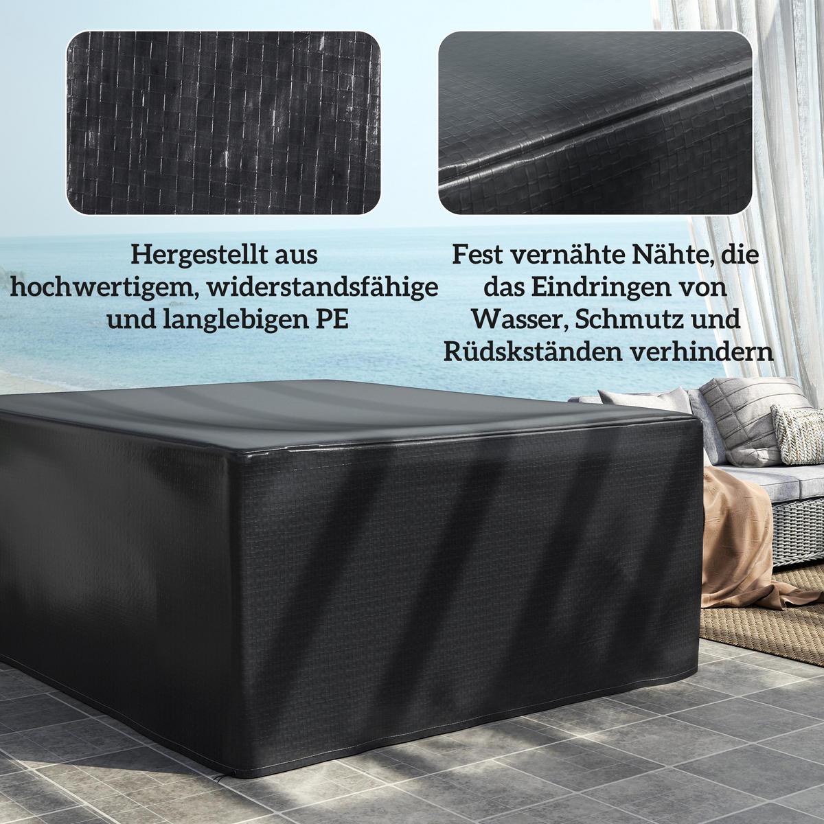 SCHUTZHÜLLE Schwarz, Wetterfest 235/190/90 cm - Schwarz, Kunststoff (190/90/235cm) - Outsunny
