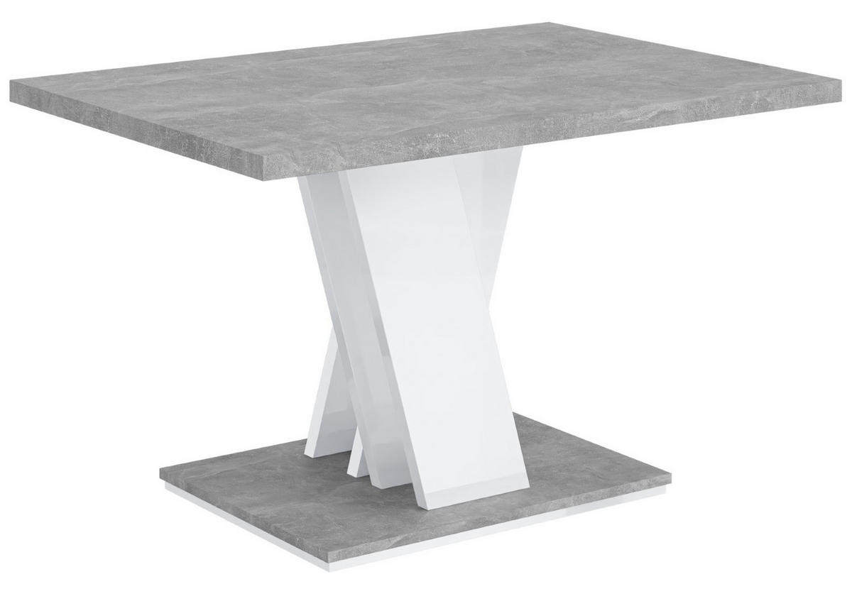 KAFFEETISCH 100x70x60 cm - Hochglanz Weiß / Betonoptik - ASIV MINI - Grau, Holzwerkstoff (100/70/60cm) - ALTDECOR