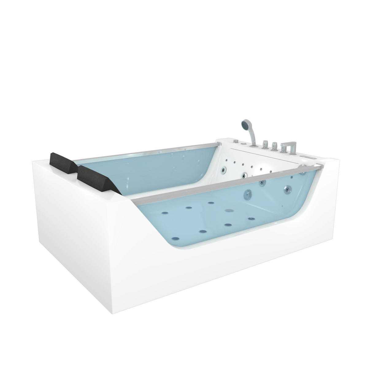 WHIRLPOOL Pool Badewanne W40-SC-EA 180x120cm - Weiß, Glas/Kunststoff (120/60/180cm) - AcquaVapore by Sandra Jentho