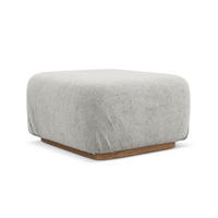 POUF Bouclé Stoff Grau - Silberfarben/Braun, Holz/Textil (83/95/41cm) - Makamii