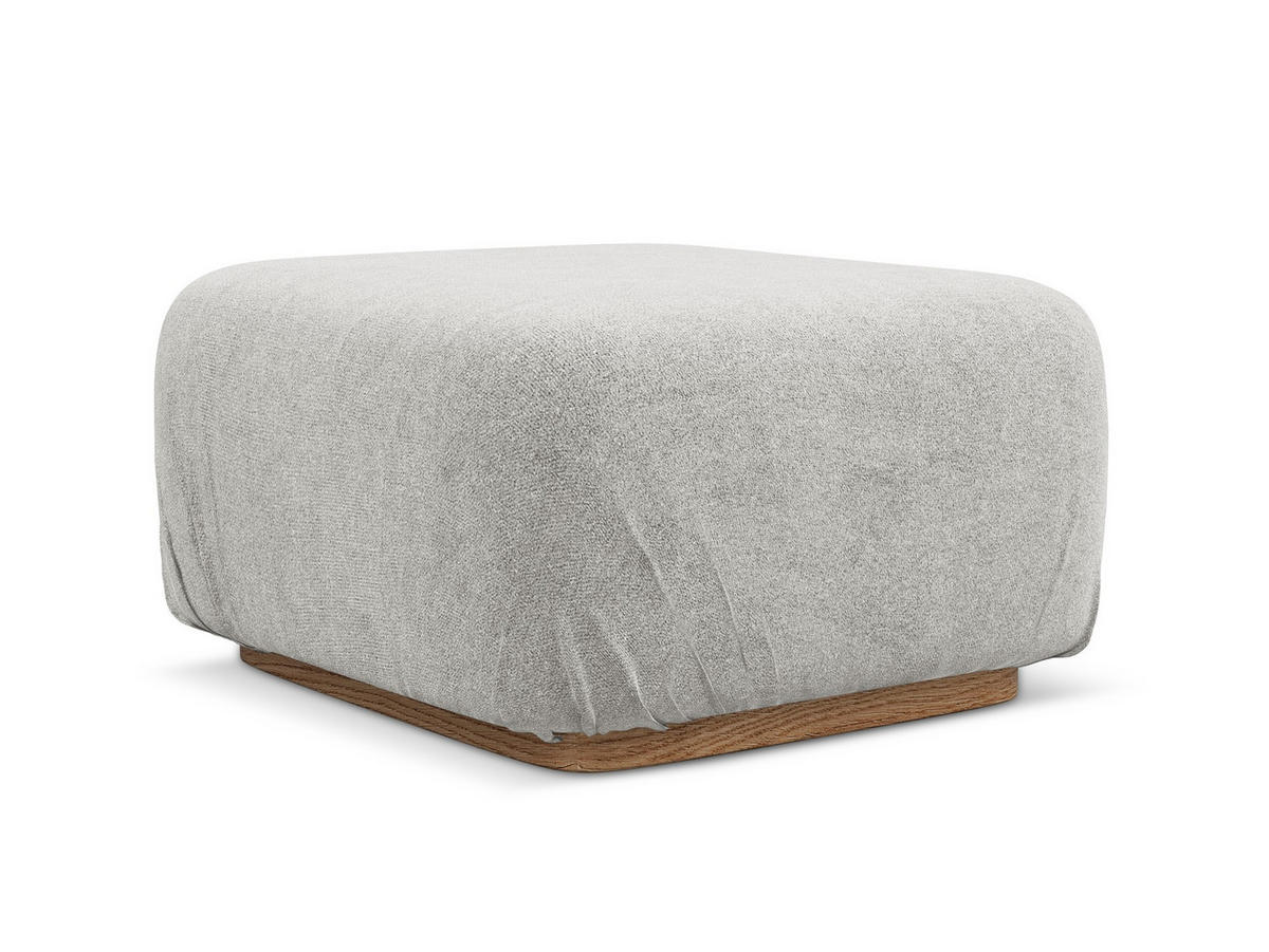 POUF Bouclé Stoff Grau - Silberfarben/Braun, Holz/Textil (83/95/41cm) - Makamii