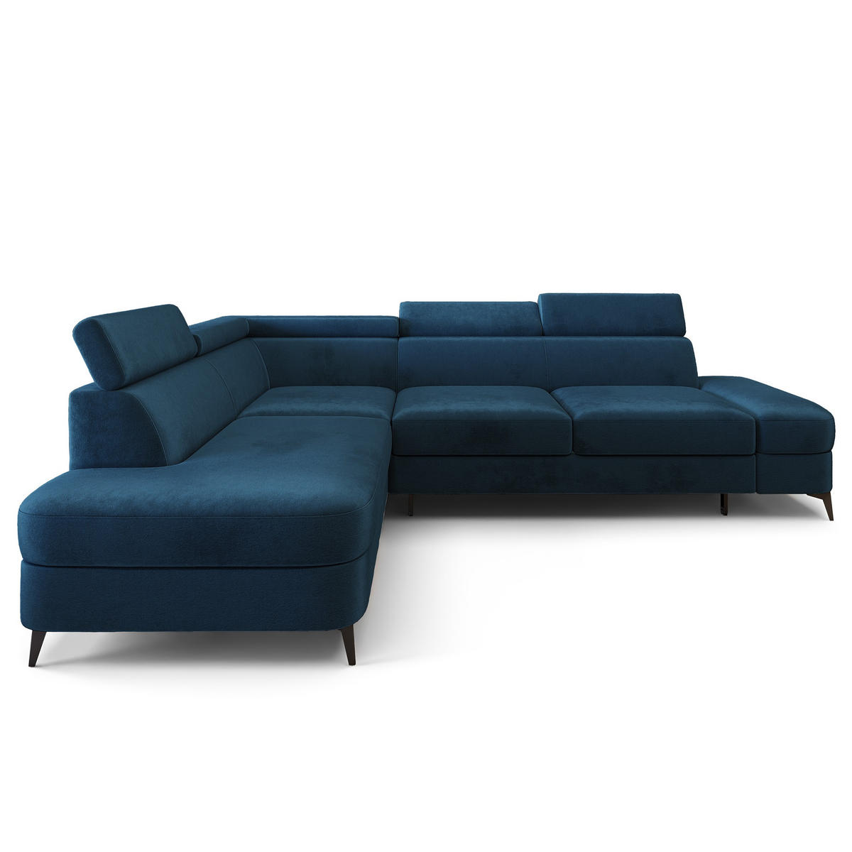 ECKSOFA AVISE M L-S Blau Velours-Stoff mit Schlaffunktion - Blau, Holzwerkstoff/Textil (268/195cm) - MASSENO