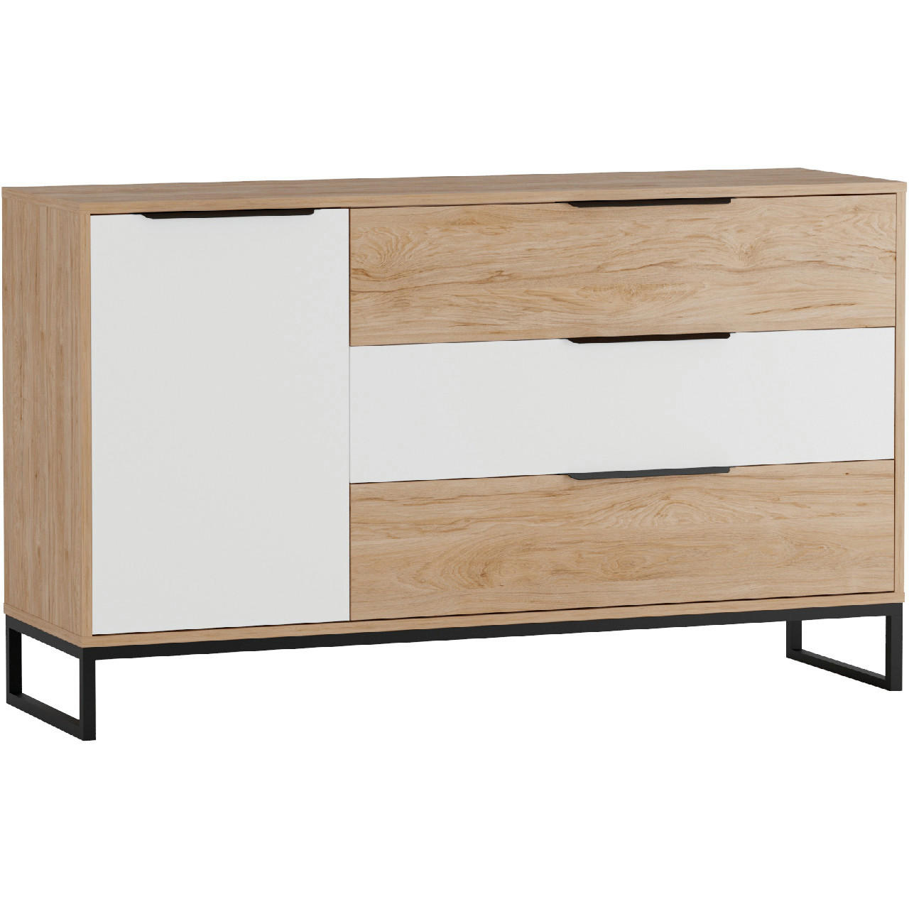 KOMMODE LANDRE 02 - Schwarz/Braun, Holzwerkstoff (135/80/60cm)