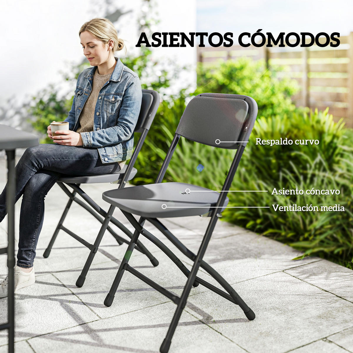 GARTENMÖBEL-SET,VERSTELLBARER Klapptisch+4 Klappstühle,grau - Grau, Metall - Vallsero