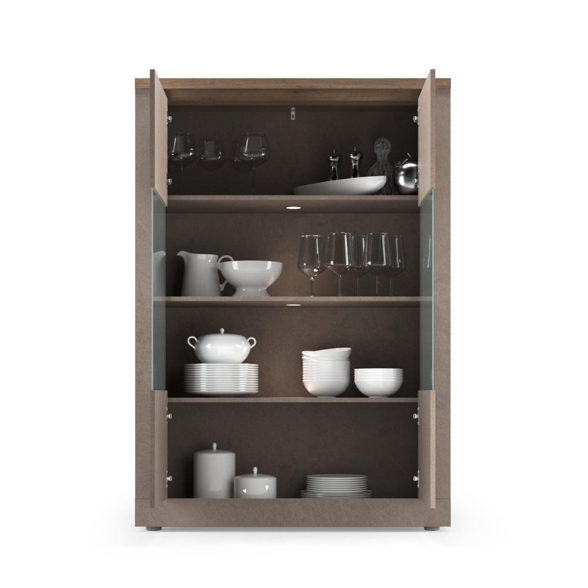 VITRINE mit 2 Türen 3 Regalen aus Holz in Bronze und Quecksilberoptik 43/114/160 cm - Braun, Holzwerkstoff (43/160/48cm) - Calicosy