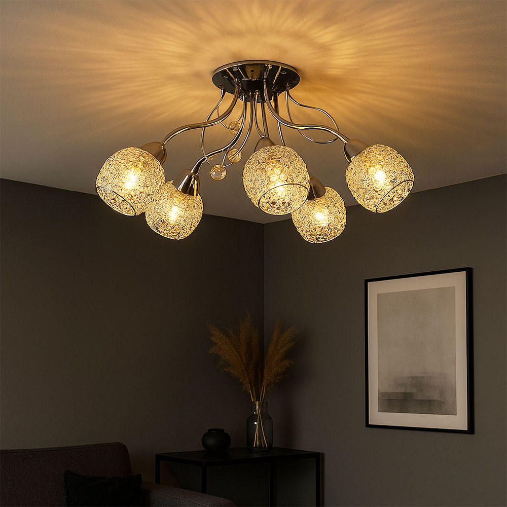 LED DECKENLEUCHTE KORDULA Silber Chrom - Silberfarben, Metall (54/54/22cm) - Globo Lighting