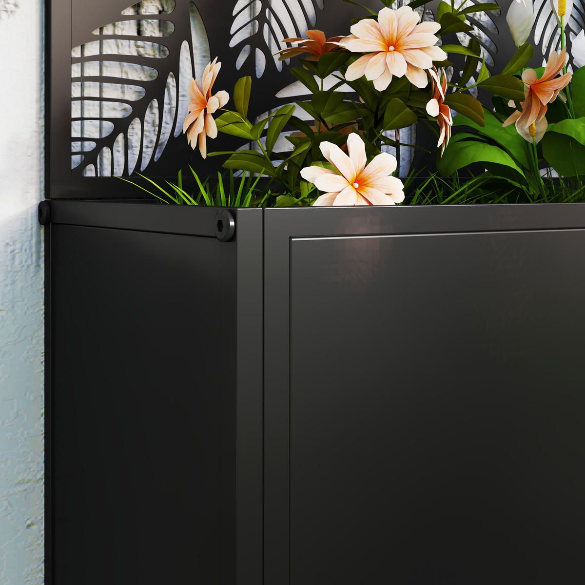 HOCHBEET DE-12182 mit Sichtschein 61/23/113 cm, 29 l Schwarz - Schwarz, Metall (61/113/23cm) - ComfortXL