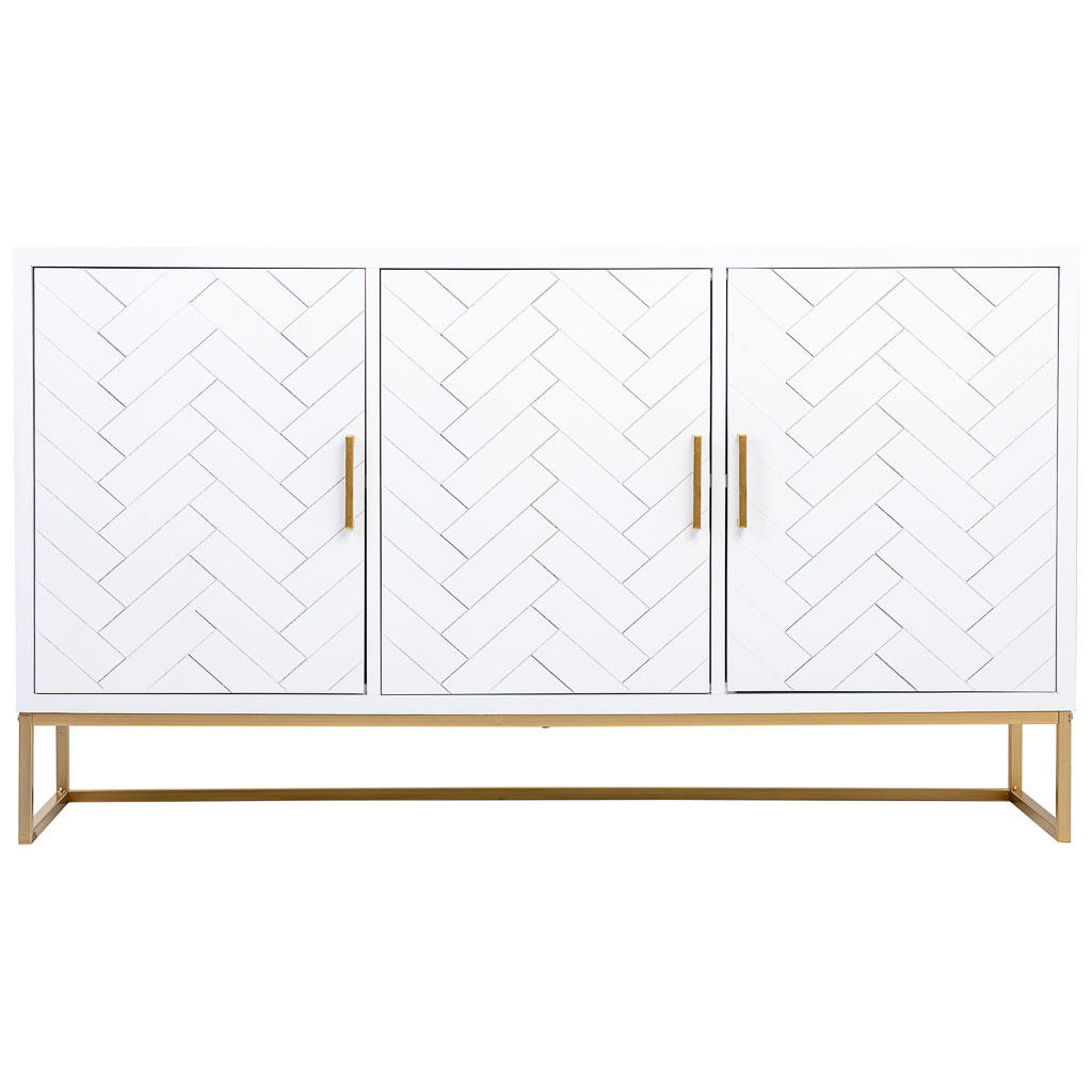 SIDEBOARD mit 3 türiges aus holz und metall 160x41x90 cm - Weiß, Holz (160/90/41cm) - Wanderlust